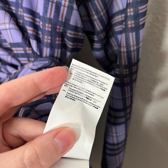 Hugo Boss Nasusi Womens Purple Stretch Mesh Plaid Long Sleeve Midi Dress XL - Picture 12 of 14